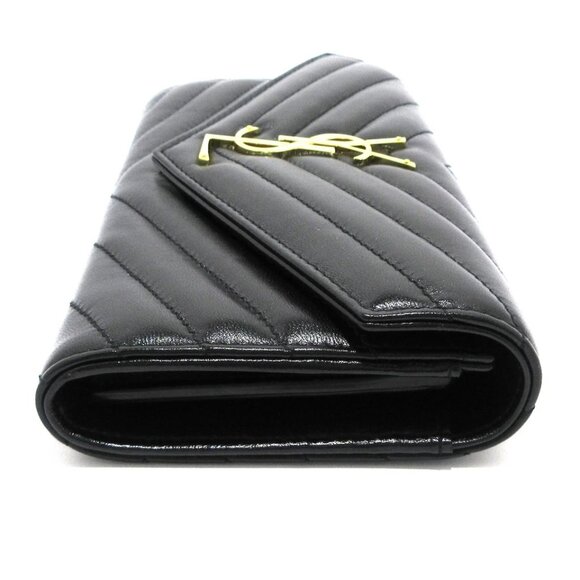 SAINT LAURENT PARIS Cassandra Matelasse Large Flap Wallet Black 751-050325 - Picture 4 of 13